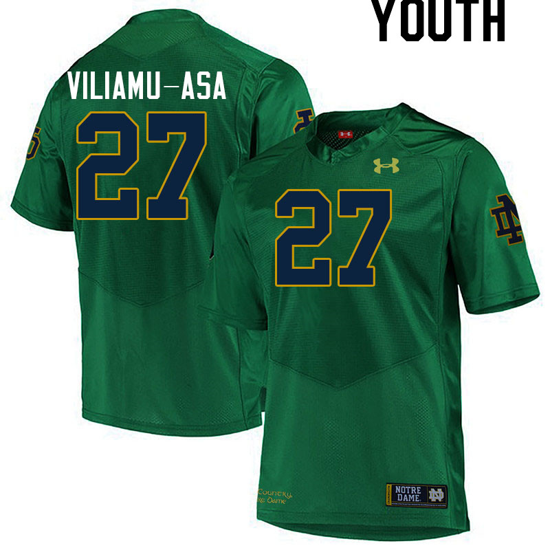 Youth #27 Kyngstonn Viliamu-Asa Notre Dame Fighting Irish College Football Jerseys Stitched-Green